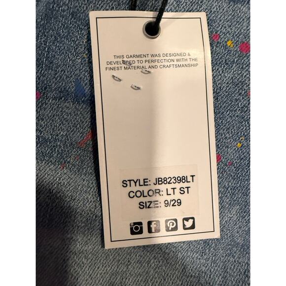 NWT Judy Blue W 9/29 High-Rise Destroyed Confetti Paint Boyfriend Jeans - Picture 8 of 9